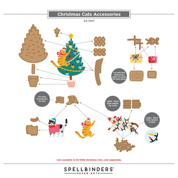 Christmas Cats Accessories Etched Dies by Yana Smakula
