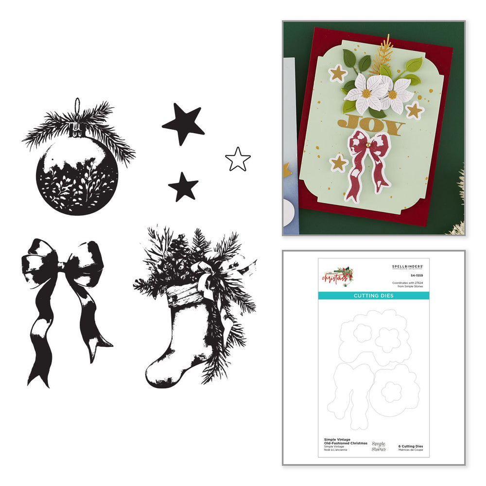 Simple Vintage Old-Fashioned Christmas Etched Dies for Coordinating Stamp Set by Simple Stories