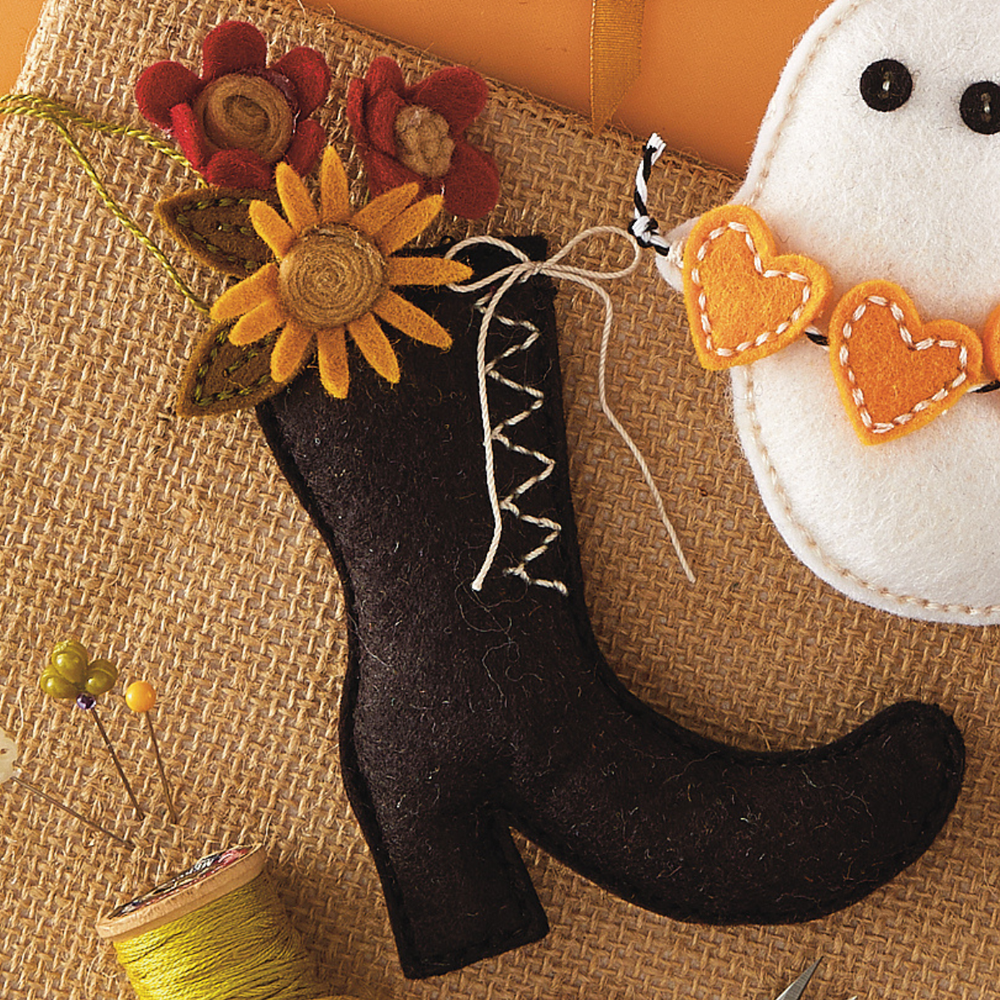 Felt Harvest Witch Boot Etched Dies by Nichol Spohr