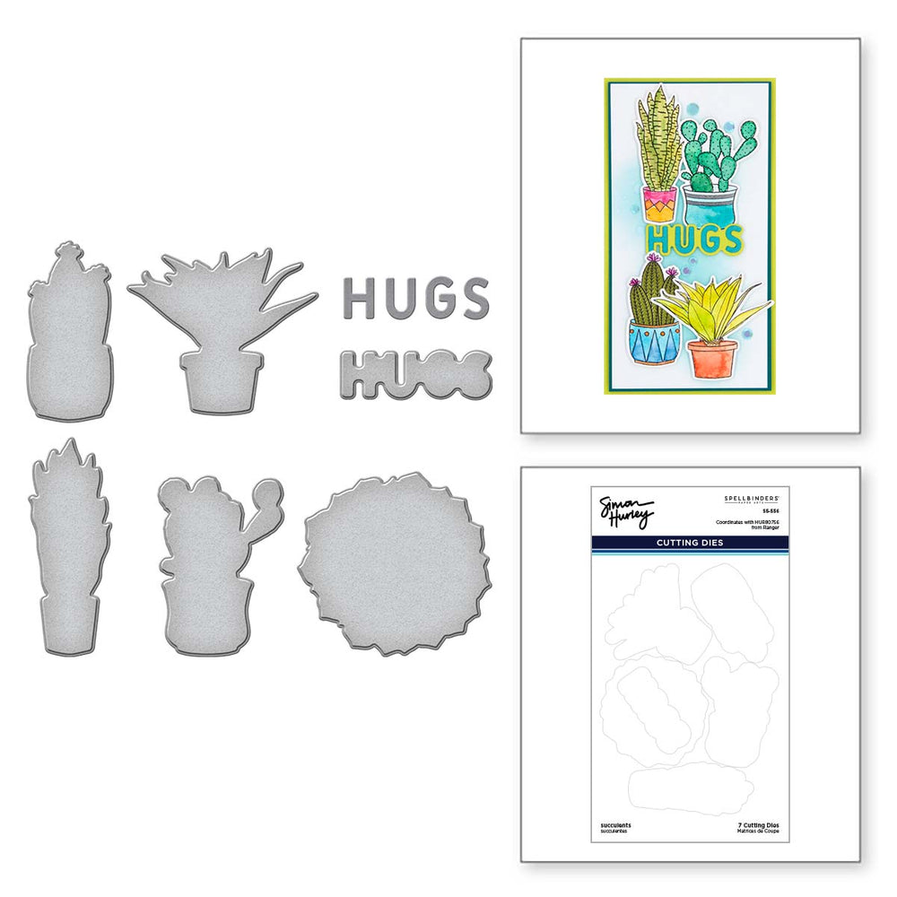 Succulents Etched Dies by Simon Hurley for Coordinating Stamp Set