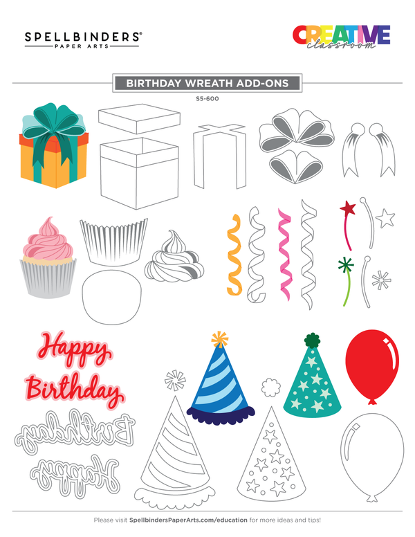 Birthday Wreath Add-Ons Etched Dies from the Beautiful Wreaths Collection by Suzanne Hue