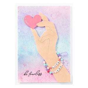 Bestie Heart in Hand Etched Dies from the Beads of Friendship Collection