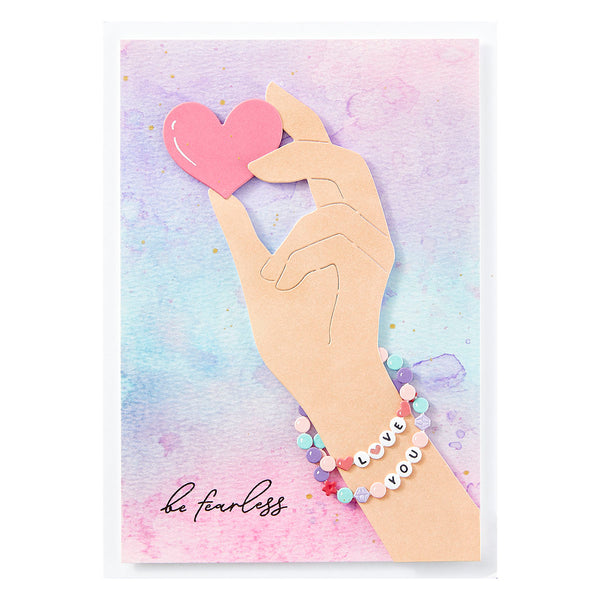 Bestie Heart in Hand Etched Dies from the Beads of Friendship Collection