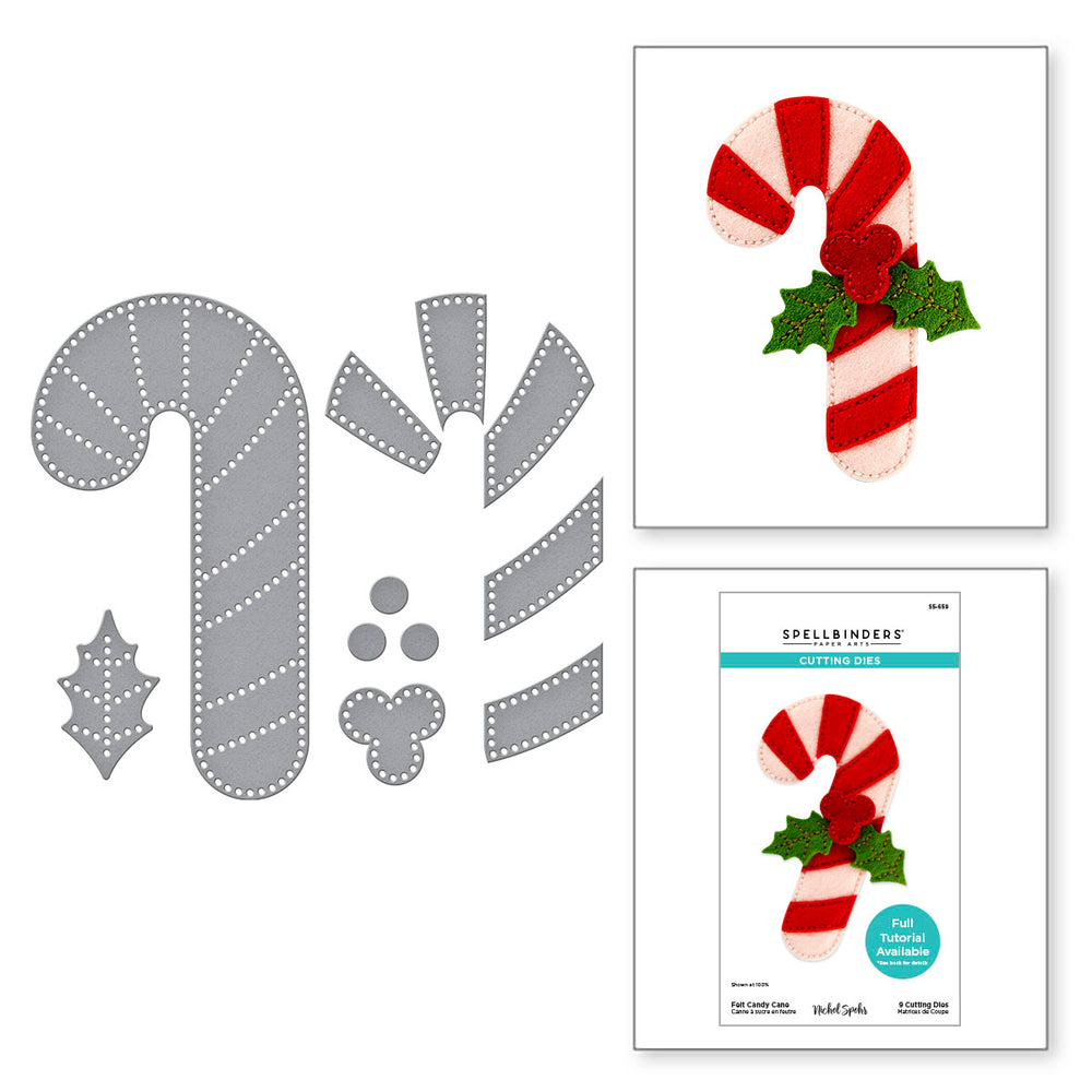 Felt Candy Cane Etched Dies from the Felt Stitch & Create Collection by Nichol Spohr
