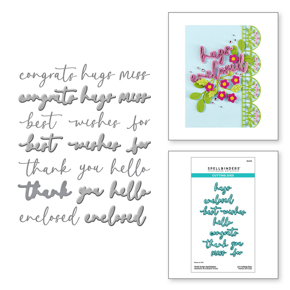 Vivid Script Sentiments Etched Dies