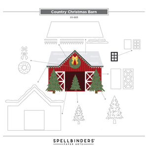 Country Christmas Barn Etched Dies from the Country Christmas Collection by Annie Williams