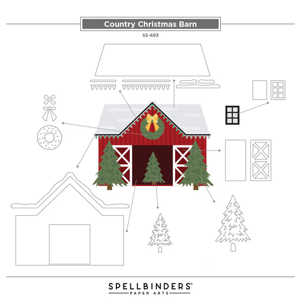 Country Christmas Barn Etched Dies from the Country Christmas Collection by Annie Williams