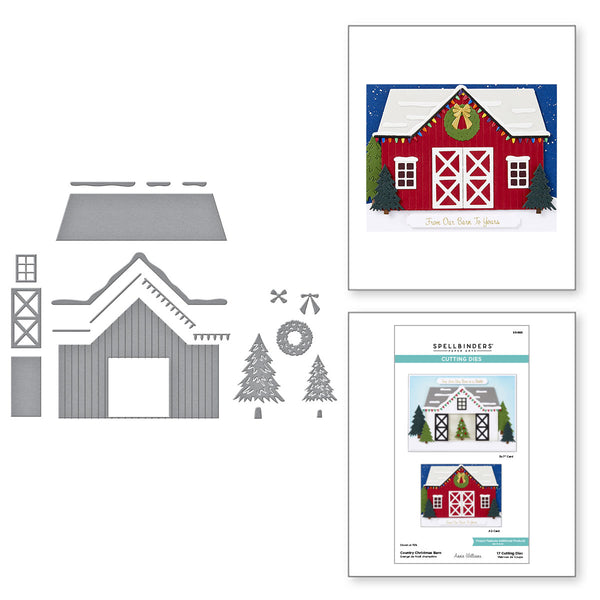 Country Christmas Barn Etched Dies from the Country Christmas Collection by Annie Williams