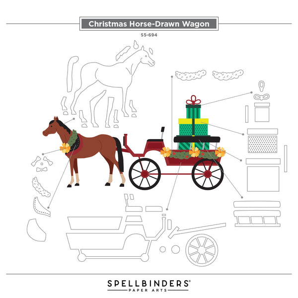 Christmas Horse-Drawn Wagon Etched Dies from the Country Christmas Collection by Annie Williams