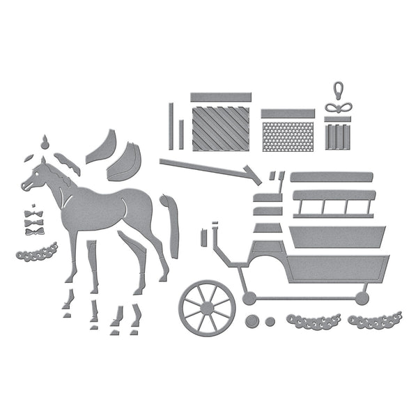 Christmas Horse-Drawn Wagon Etched Dies from the Country Christmas Collection by Annie Williams