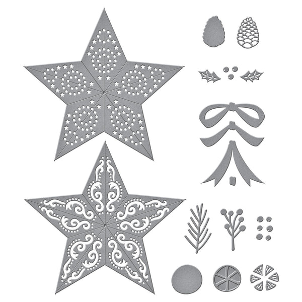 Barn Star Wreath Etched Dies from the Country Christmas Collection by Annie Williams