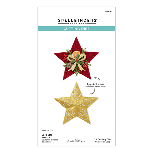 Barn Star Wreath Etched Dies from the Country Christmas Collection by Annie Williams