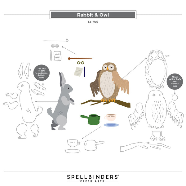 Rabbit & Owl Etched Dies with Simple Stories