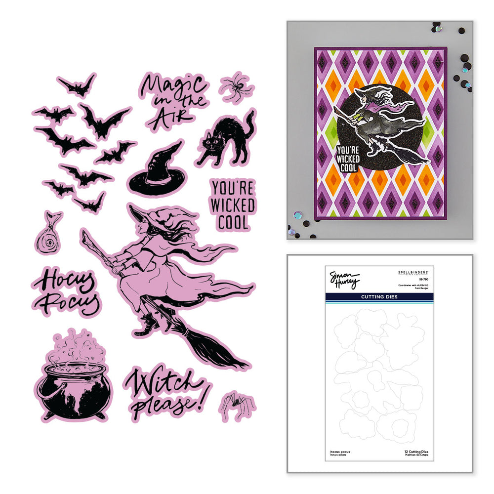 Hocus Pocus Etched Dies for Coordinating Stamp Set by Simon Hurley