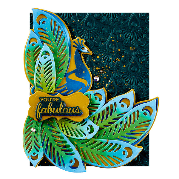 Glorious Peacock Etched Dies from the Peacock Paradise Collection by Dawn Bibby