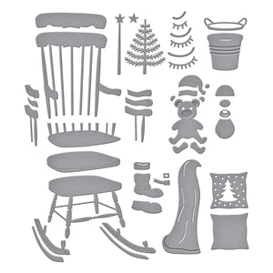Christmas Rocking Chair Etched Dies from the Country Christmas Collection by Annie Williams