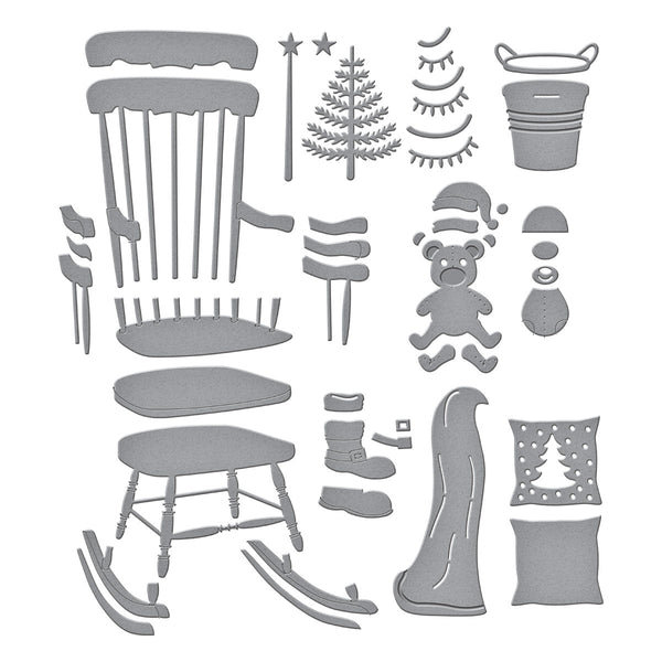 Christmas Rocking Chair Etched Dies from the Country Christmas Collection by Annie Williams