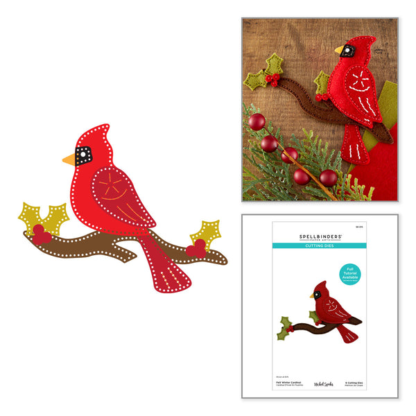 Felt Winter Cardinal Etched Dies by Nichol Spohr