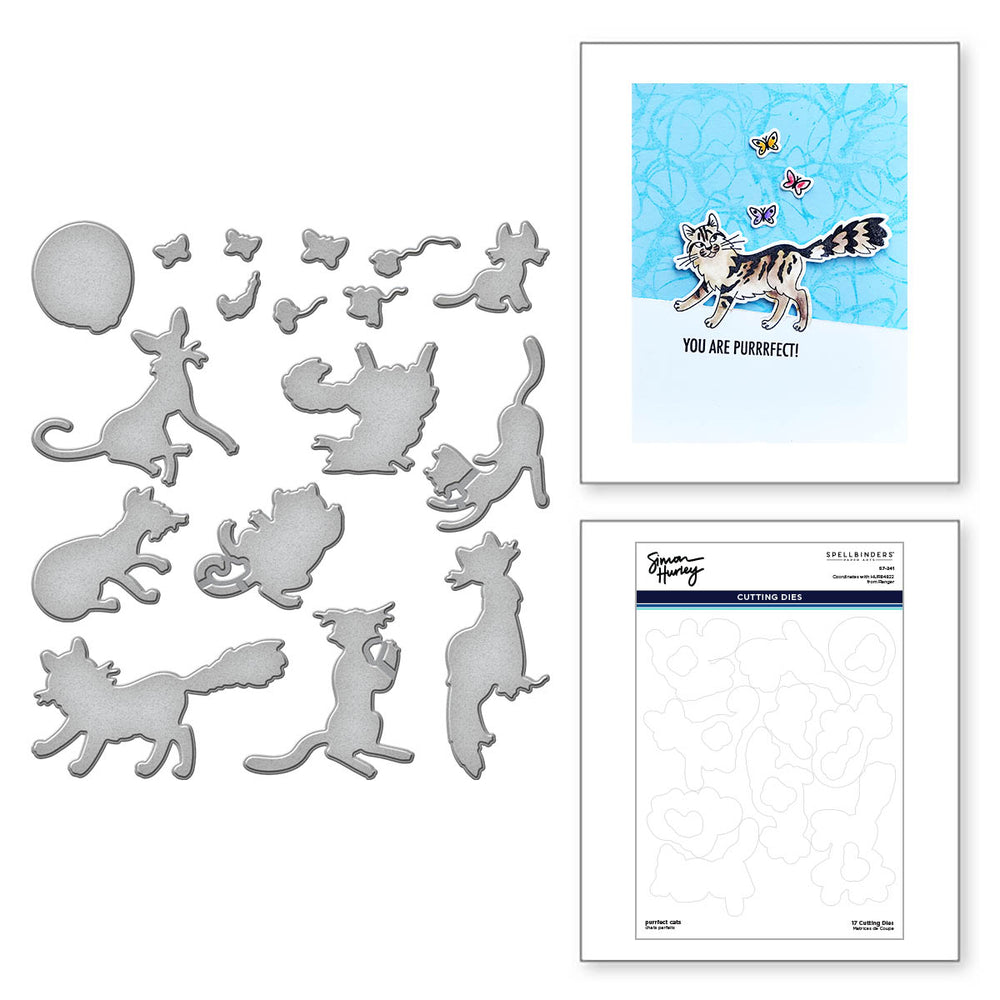 Purrfect Cats Etched Dies for Coordinating Stamp Set by Simon Hurley