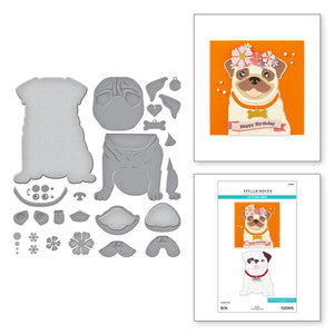 Big Pug Etched Dies from the Bibi's Cats and Pugs Collection by Bibi Cameron