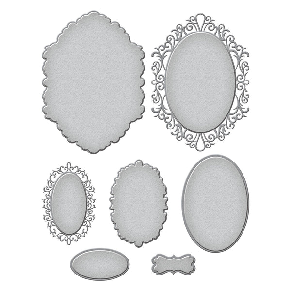 Cameo Frames Etched Dies from the Peacock Paradise Collection by Dawn Bibby