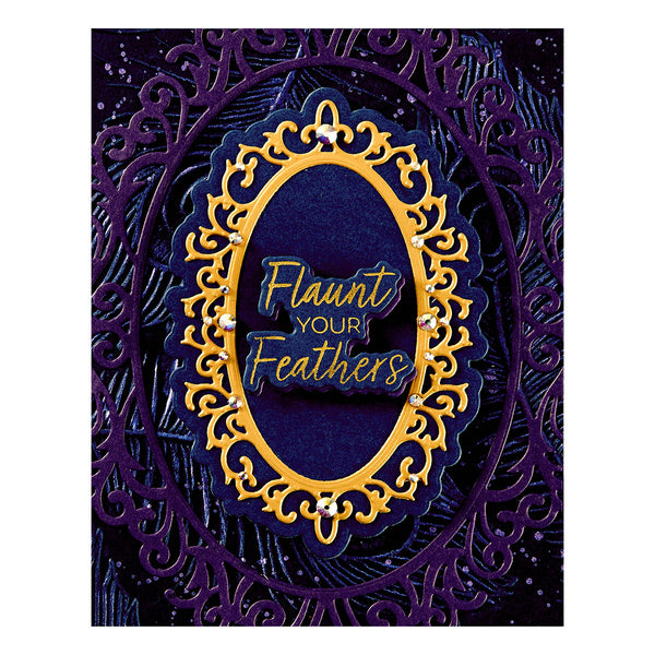 Cameo Frames Etched Dies from the Peacock Paradise Collection by Dawn Bibby
