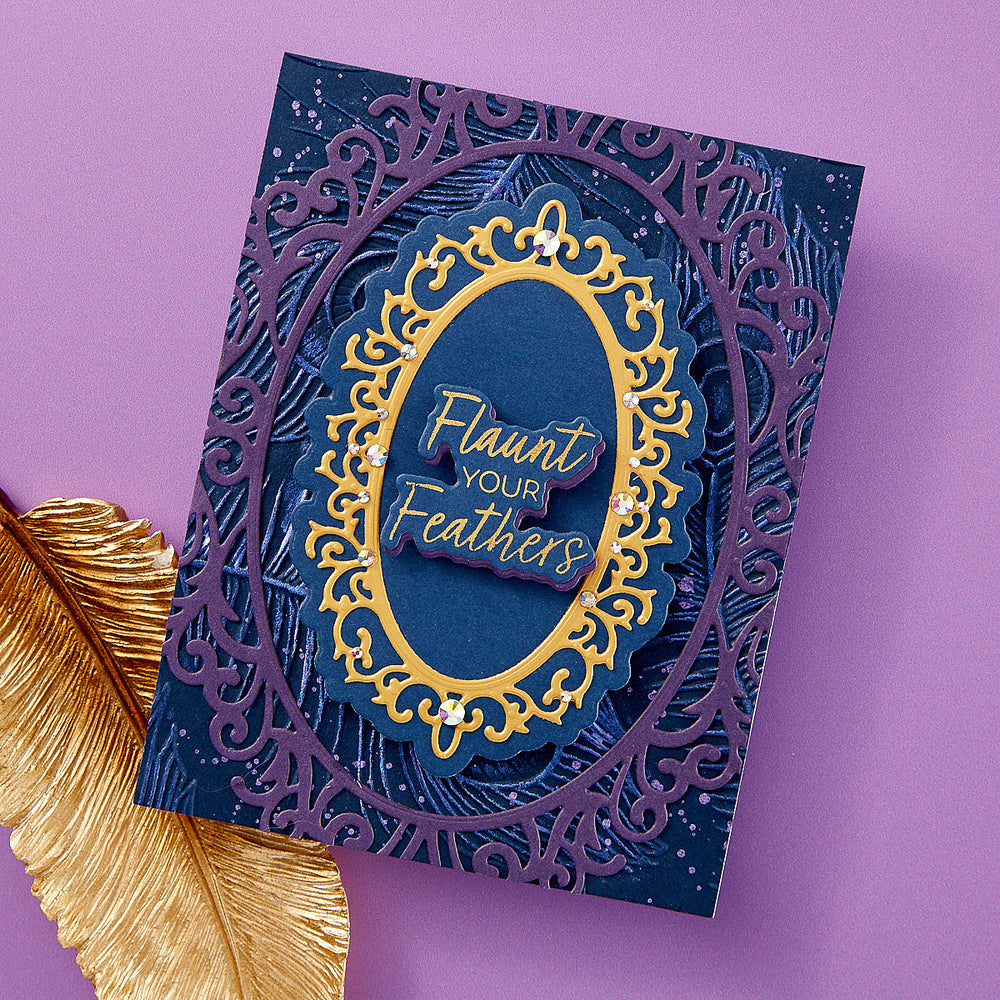 Cameo Frames Etched Dies from the Peacock Paradise Collection by Dawn Bibby