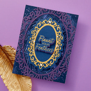 Cameo Frames Etched Dies from the Peacock Paradise Collection by Dawn Bibby