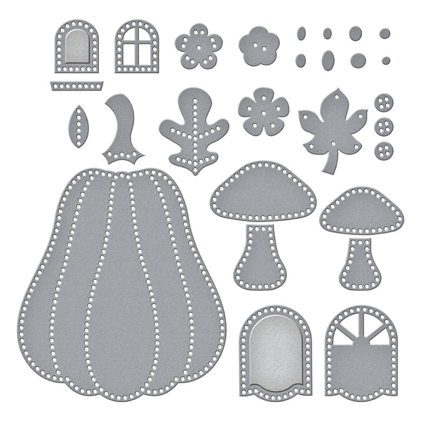 Felt Pumpkin Lane House Etched Dies from the Felt Stitch & Create Collection by Nichol Spohr
