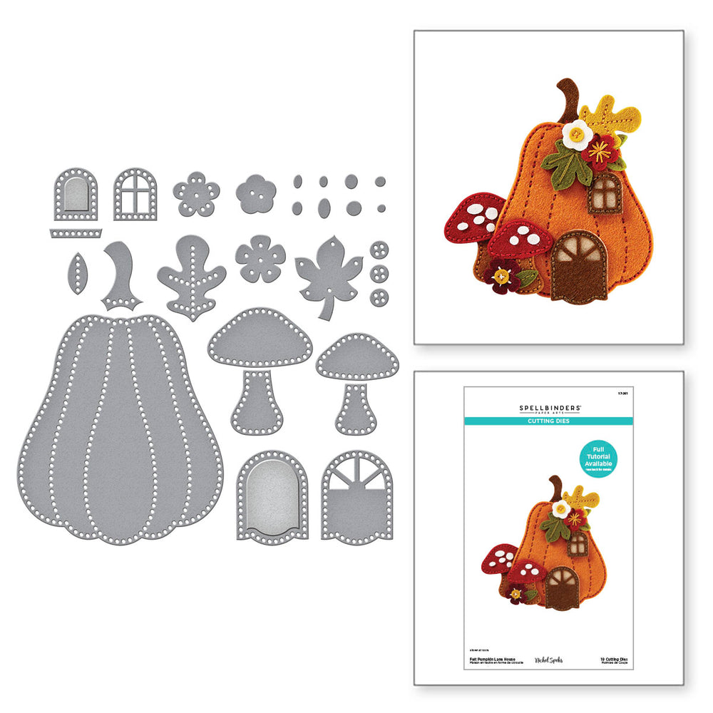 Felt Pumpkin Lane House Etched Dies from the Felt Stitch & Create Collection by Nichol Spohr