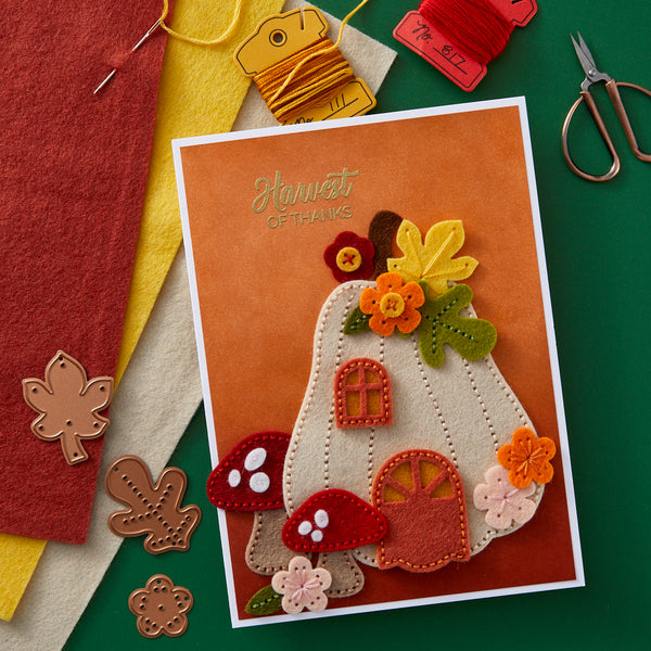 Felt Pumpkin Lane House Etched Dies from the Felt Stitch & Create Collection by Nichol Spohr