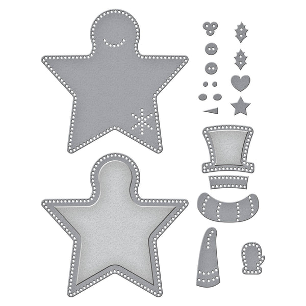 Felt Snowman Star Etched Dies from the Felt Stitch & Create Collection by Nichol Spohr
