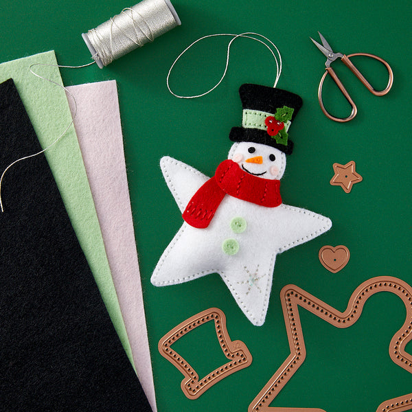 Felt Snowman Star Etched Dies from the Felt Stitch & Create Collection by Nichol Spohr