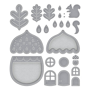 Felt Autumn Acorn House Etched Dies from the Felt Stitch & Create Collection by Nichol Spohr