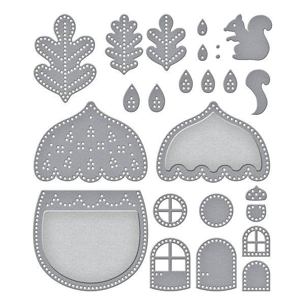 Felt Autumn Acorn House Etched Dies from the Felt Stitch & Create Collection by Nichol Spohr