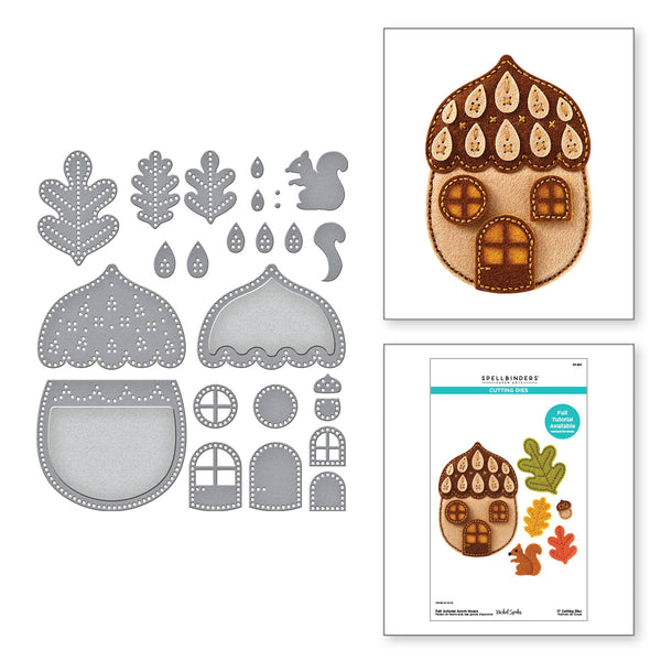 Felt Autumn Acorn House Etched Dies from the Felt Stitch & Create Collection by Nichol Spohr