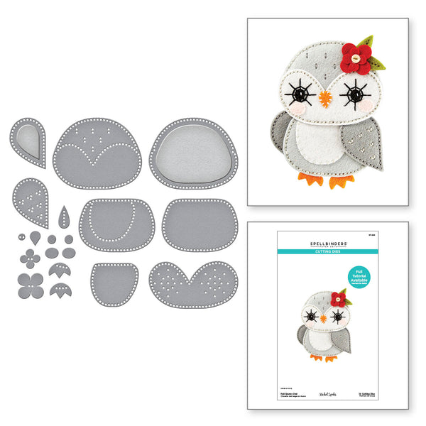 Felt Snowy Owl Etched Dies from the Felt Stitch & Create Collection by Nichol Spohr