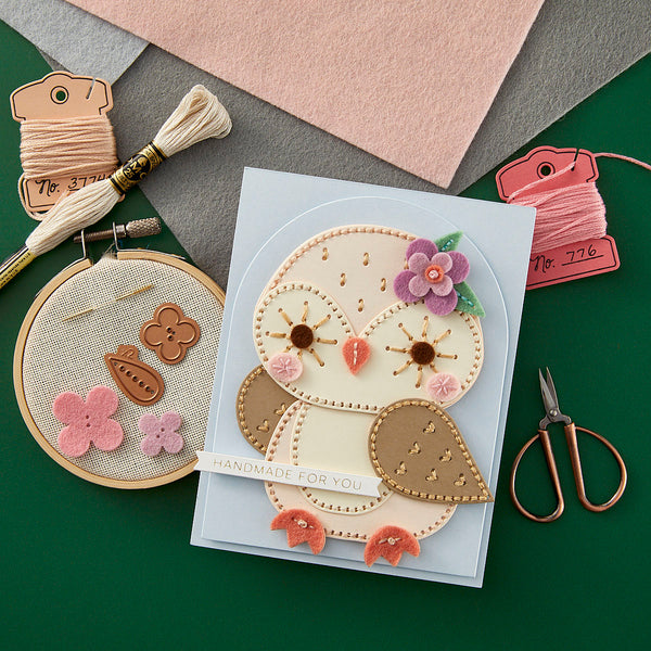 Felt Snowy Owl Etched Dies from the Felt Stitch & Create Collection by Nichol Spohr