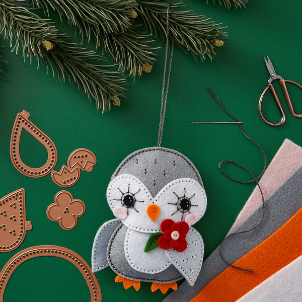 Felt Snowy Owl Etched Dies from the Felt Stitch & Create Collection by Nichol Spohr