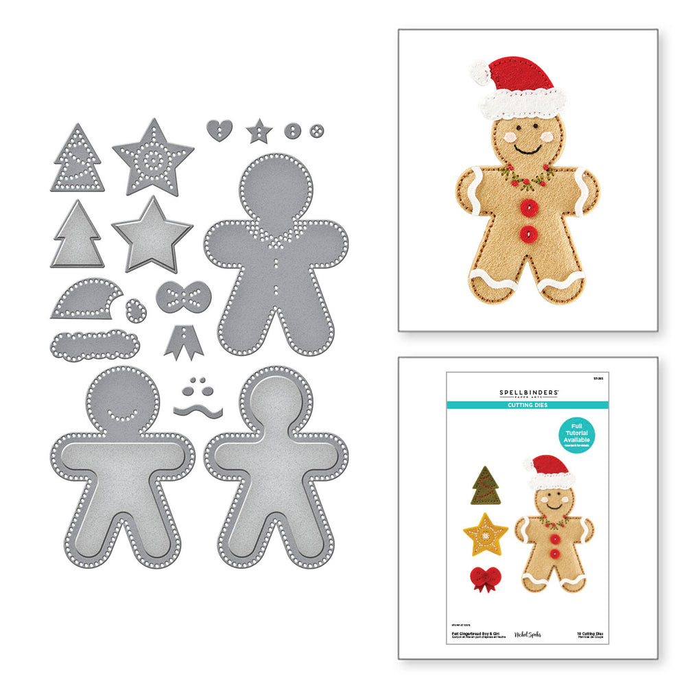 Felt Gingerbread Boy & Girl Etched Dies from the Felt Stitch & Create Collection by Nichol Spohr