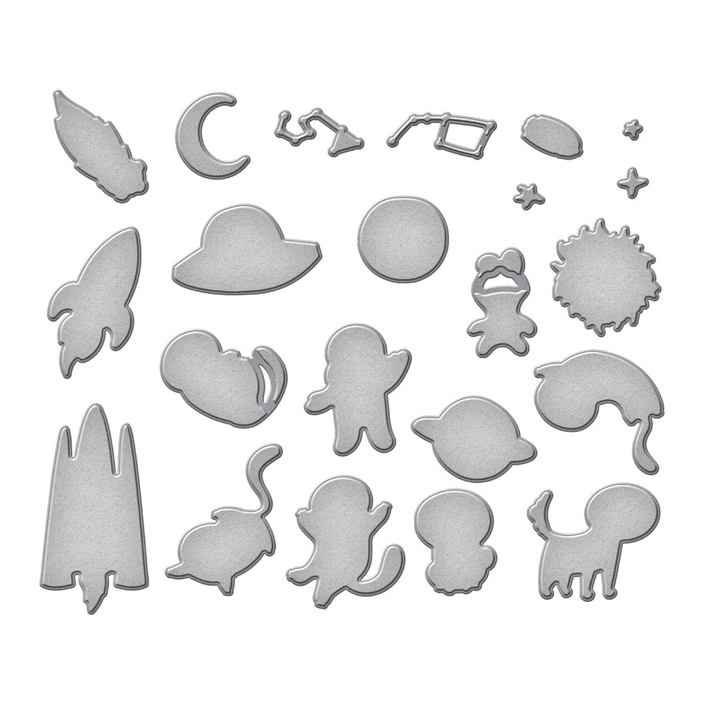 Space Friends Etched Dies for Coordinating Stamp Set By Simon Hurley