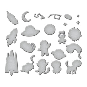 Space Friends Etched Dies for Coordinating Stamp Set By Simon Hurley