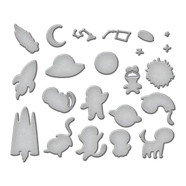Space Friends Etched Dies for Coordinating Stamp Set By Simon Hurley
