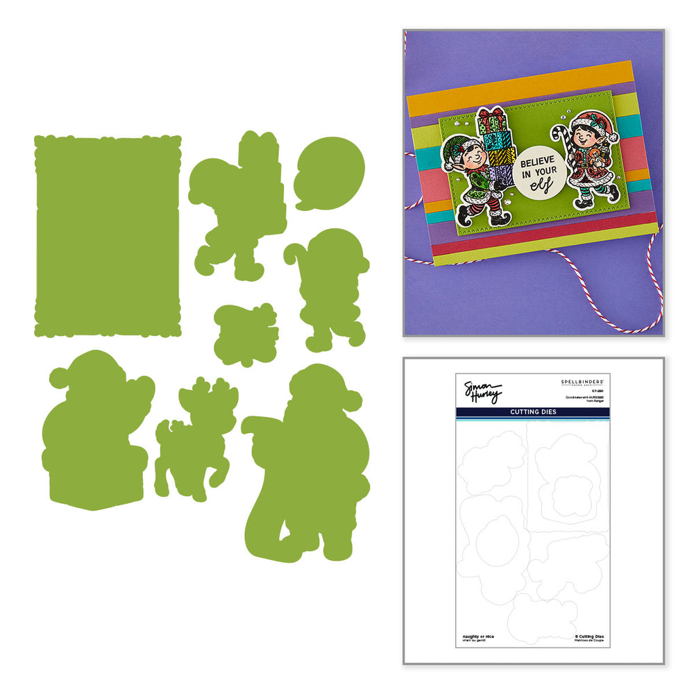 Naughty or Nice Etched Dies for Coordinating Stamp Set by Simon Hurley