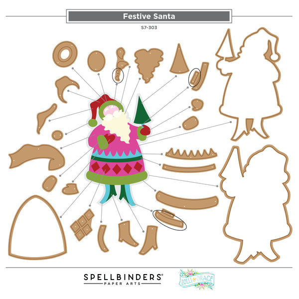Festive Santa Etched Dies by Lolli & Grace