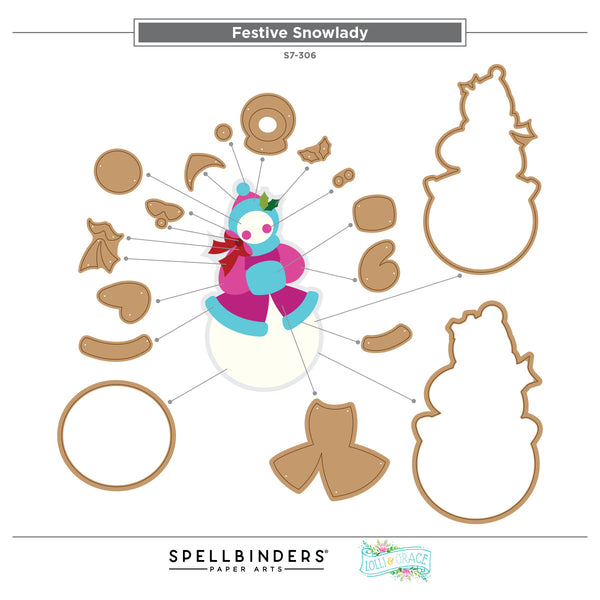 Festive Snowlady Etched Dies by Lolli & Grace