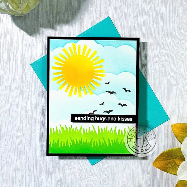 Hero Arts Clouds and Grass Scenic Stencil