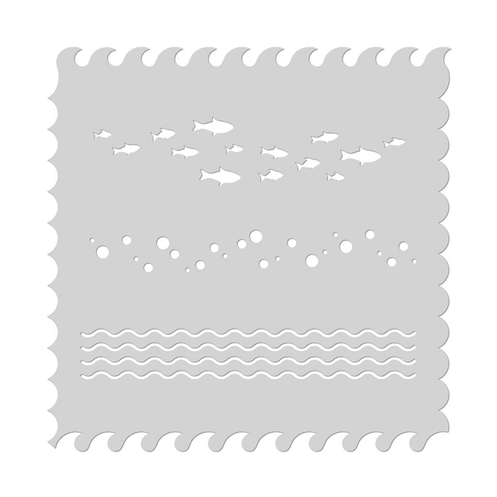 Hero Arts Waves Scene Stencil