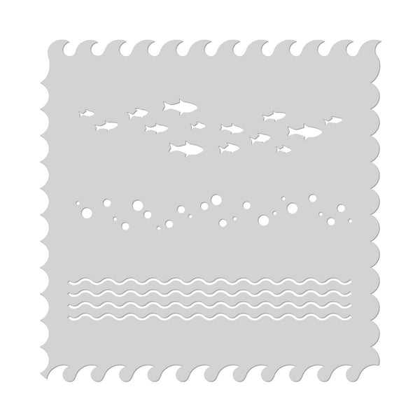 Hero Arts Waves Scene Stencil