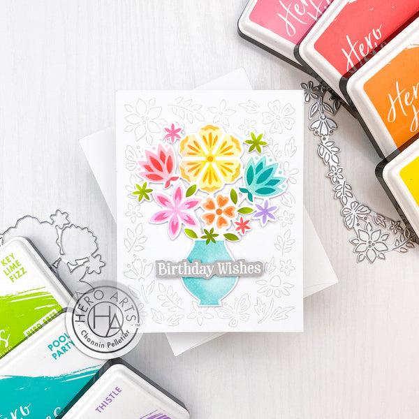 Hero Arts Color Layering Flowers in Vase Stencils